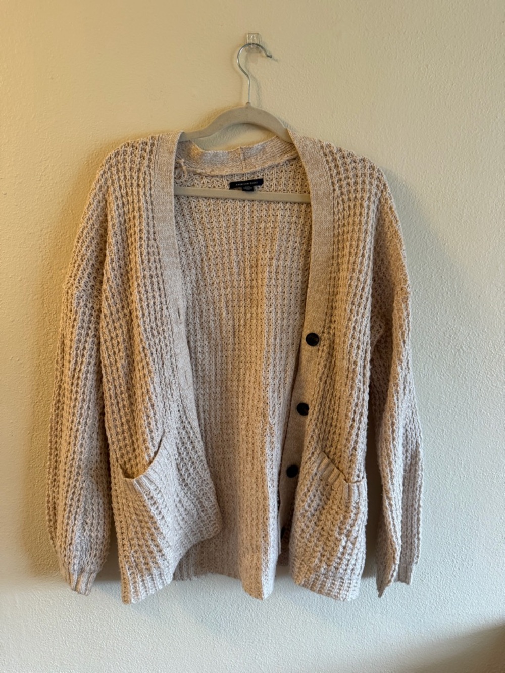 Cozy Beige Knit Cardigan Sweater